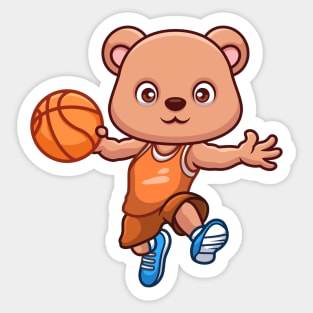 Basketball Bear Cute Cartoon Sticker